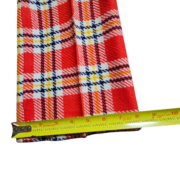 Vintage Bogart of Texas Red Plaid Flare Pants High Waist 24x29 Retro Mod Disco - Picture 8 of 8